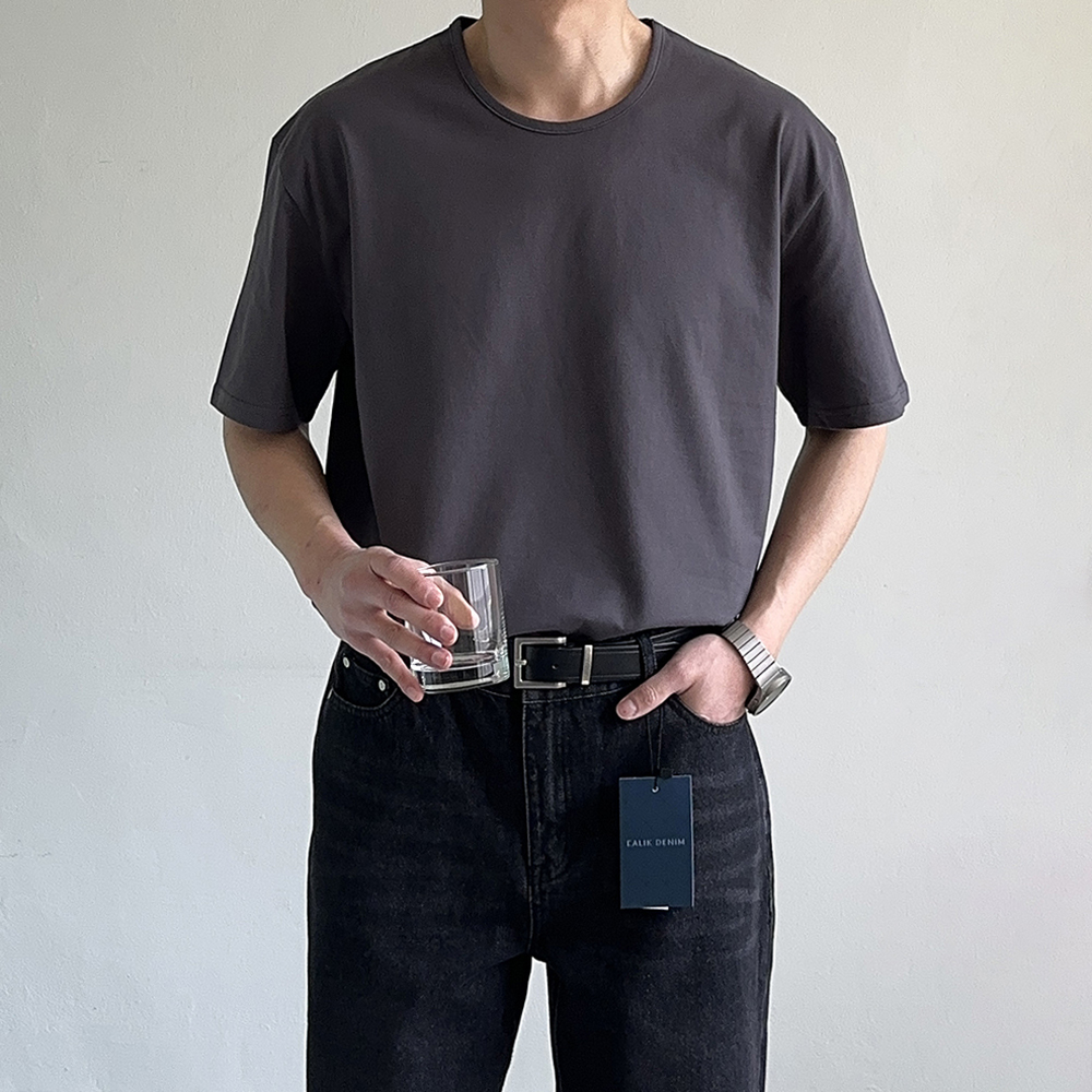 남자반팔티 구김없는 분또 오버핏 남성보트넥반팔티 이미지 4