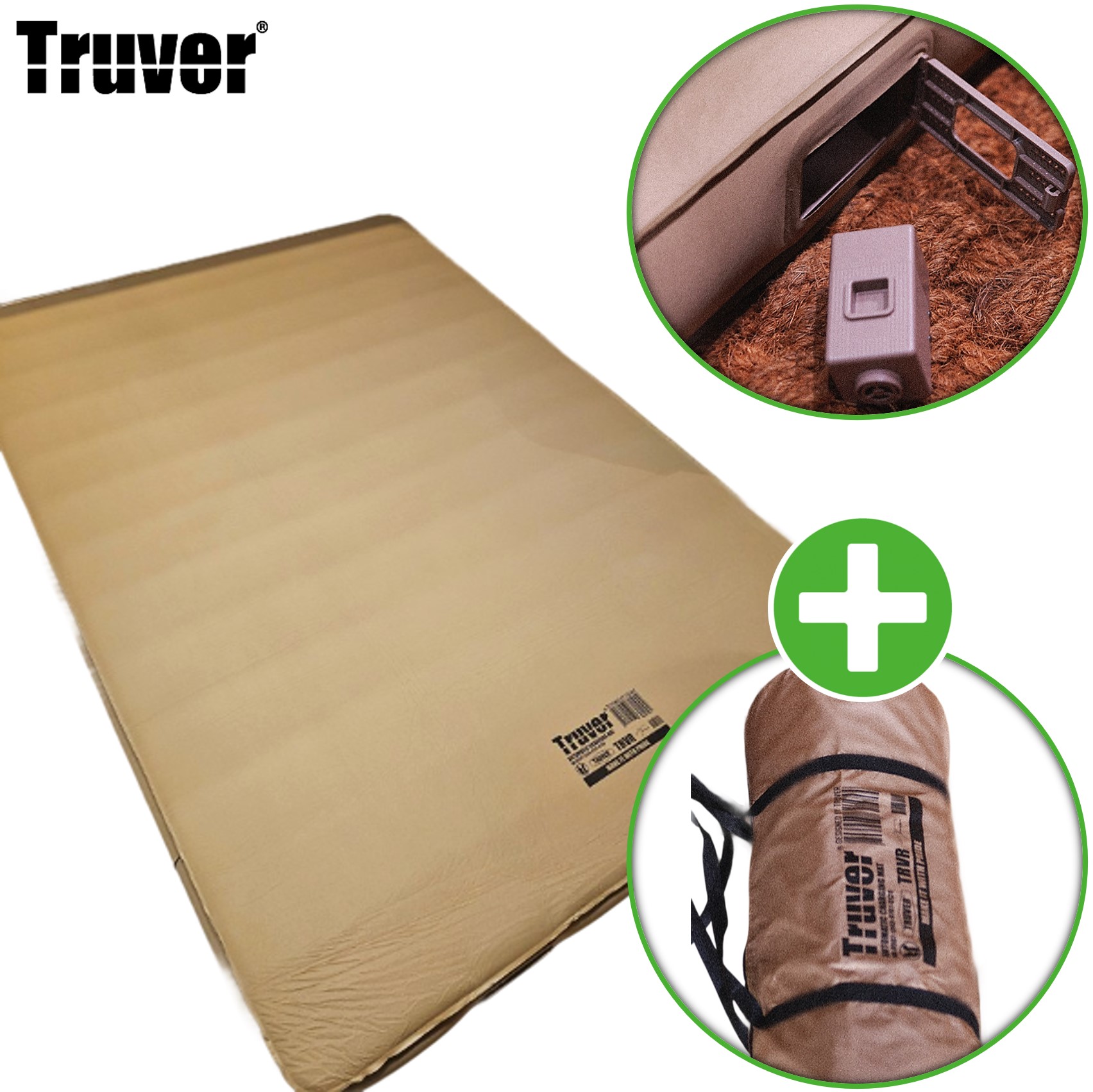 트루버 자충 매트 에어 리스 캠핑 휴대용 침대 더블, 10cm, 탄베이지