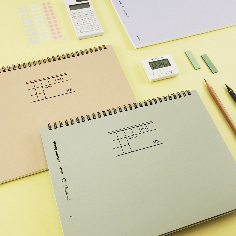 [SET] 뮤니드 스프링 가로 상철 3분할 3mm 그리드 노트 4종 세트 이미지 2