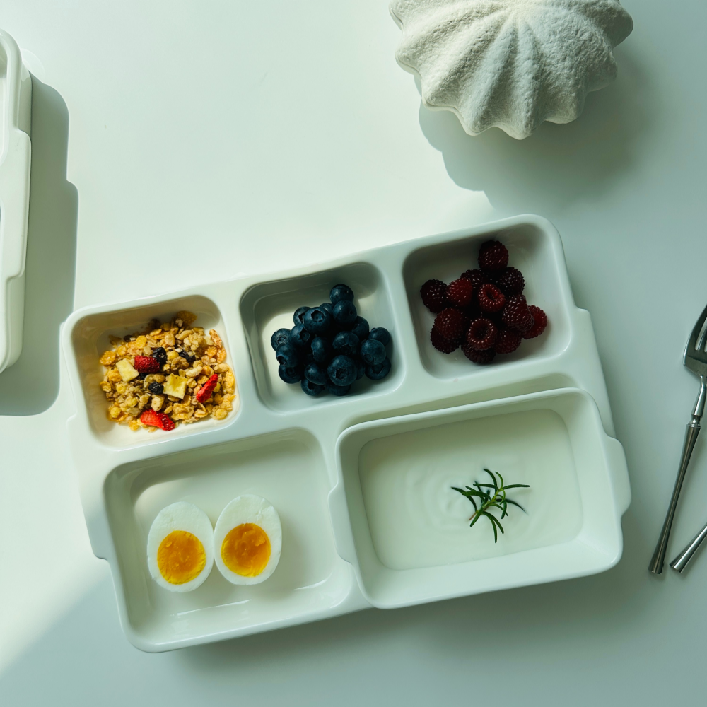 [국산]토담소담 다섯칸 도자기식판 성인 어린이 가정용 도자기 식판