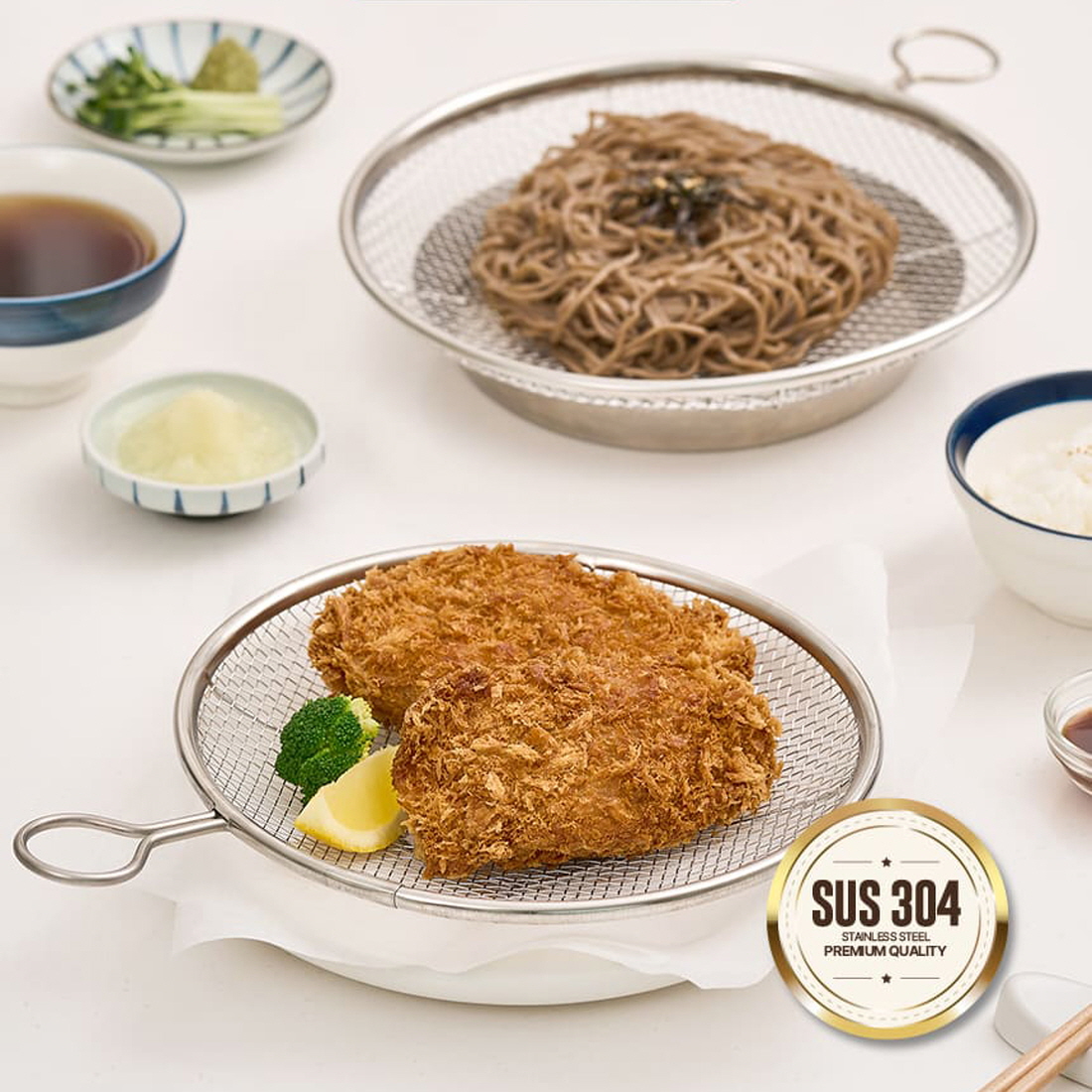 면채반 콜렌더 얼기미채 체반 쌈 소바 냉면 국수 채반 튀김기 거름망 바스켓 돈까스망 - 상세 이미지 2