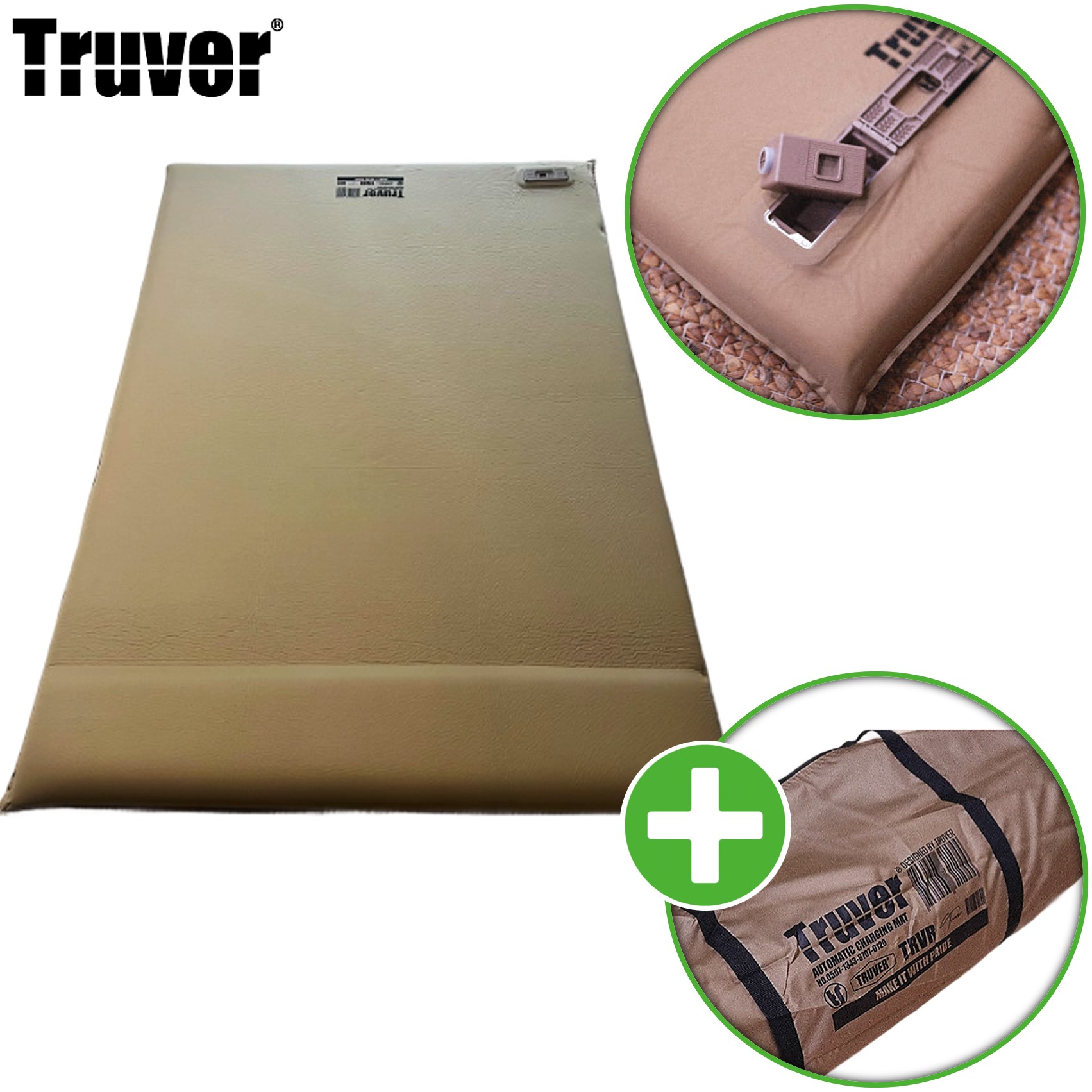 트루버 자충 매트 에어 리스 캠핑 휴대용 침대 더블, 8cm, 탄베이지