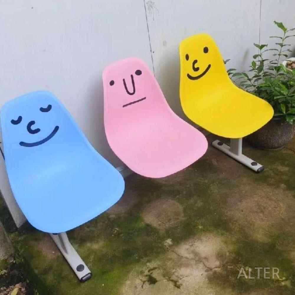 정류장 의자 플라스틱 벤치 버스 인테리어 농구장 대기 정류소 옐로우 오렌지 2인용 - 상세 이미지 3