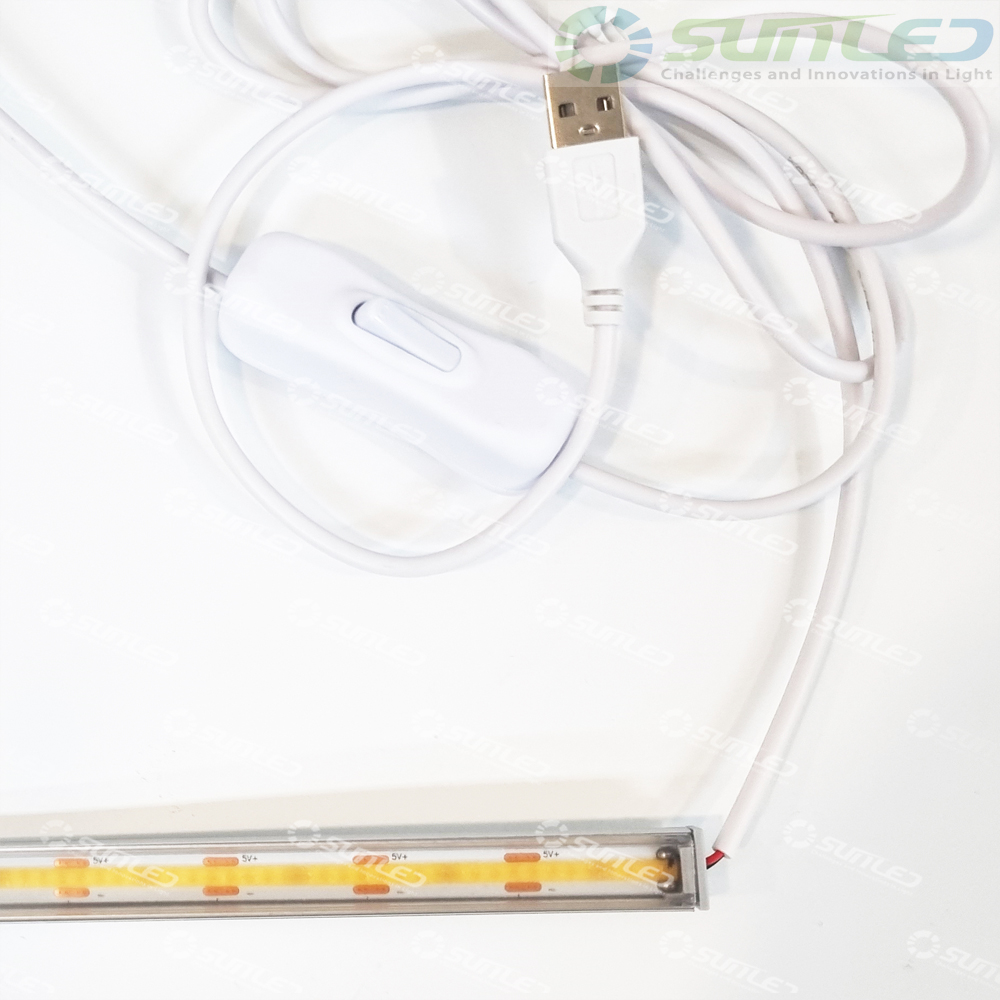 5V COB LED 1m 제작바 1307방열판 USB 줄조명 라인조명 불투명 주백빛