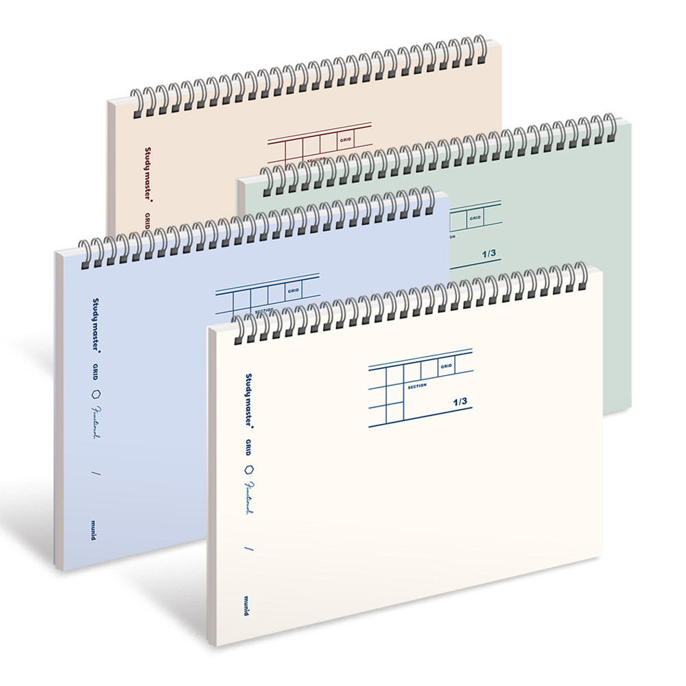 [SET] 뮤니드 스프링 가로 상철 3분할 3mm 그리드 노트 4종 세트 이미지 3