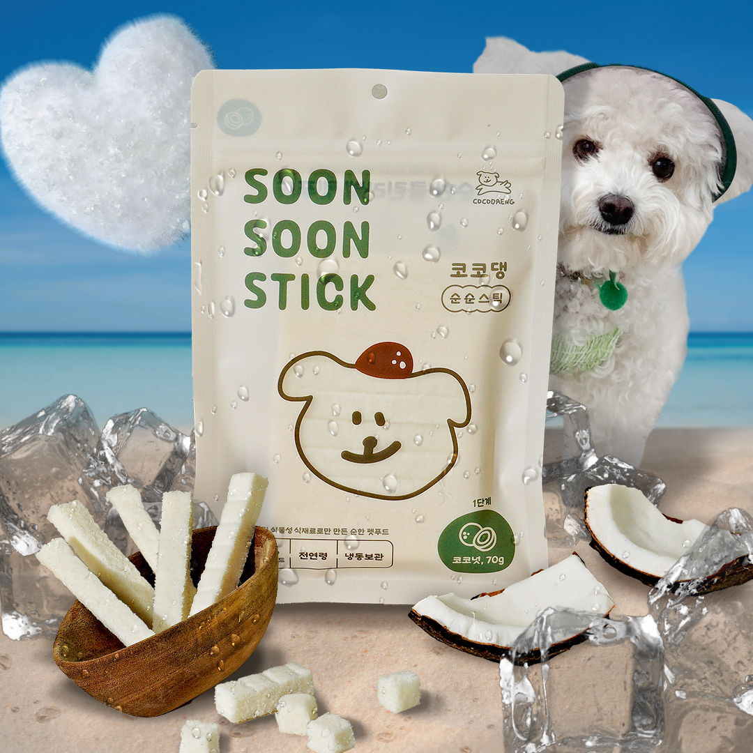 강아지 수제간식 순순스틱 보양식 반려견 대형견 노견 비건 생식 아이스크림 코코넛, 70g, 1개