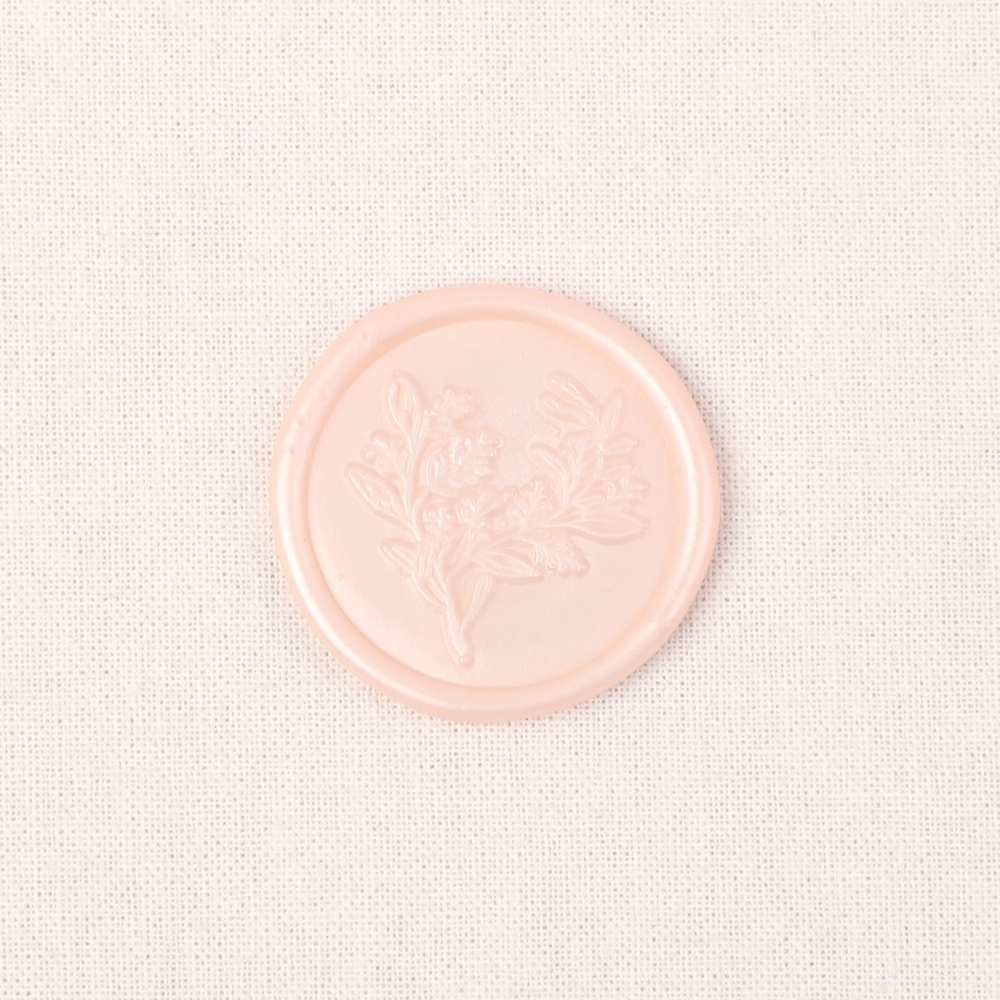 플로럴 실링왁스 스티커 꽃 핑크 원형 웨딩 청첩장 봉투 결혼 답례품 30mm 25p - 상세 이미지 2