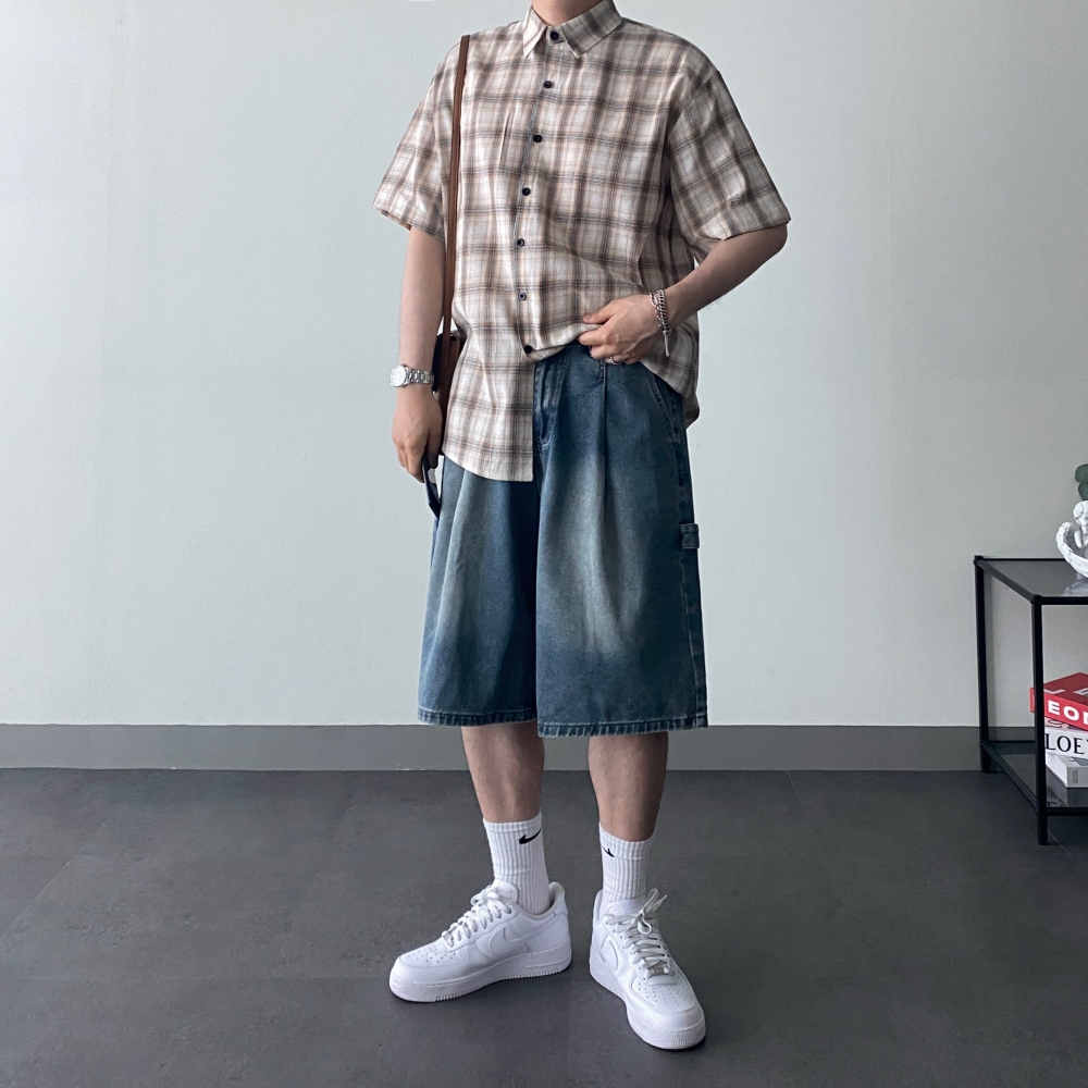 체크반팔셔츠 여름셔츠 남자오버핏남방 - 상세 이미지 5