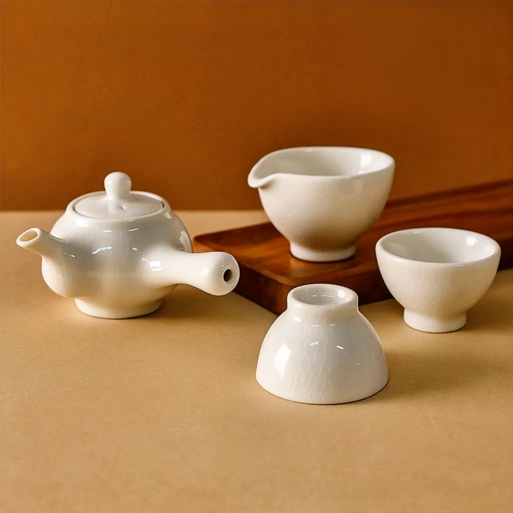 국산 2인 백자 다도세트 전통 도자기 다도 다기 다관 차도구 숙우 다구 용품 선물