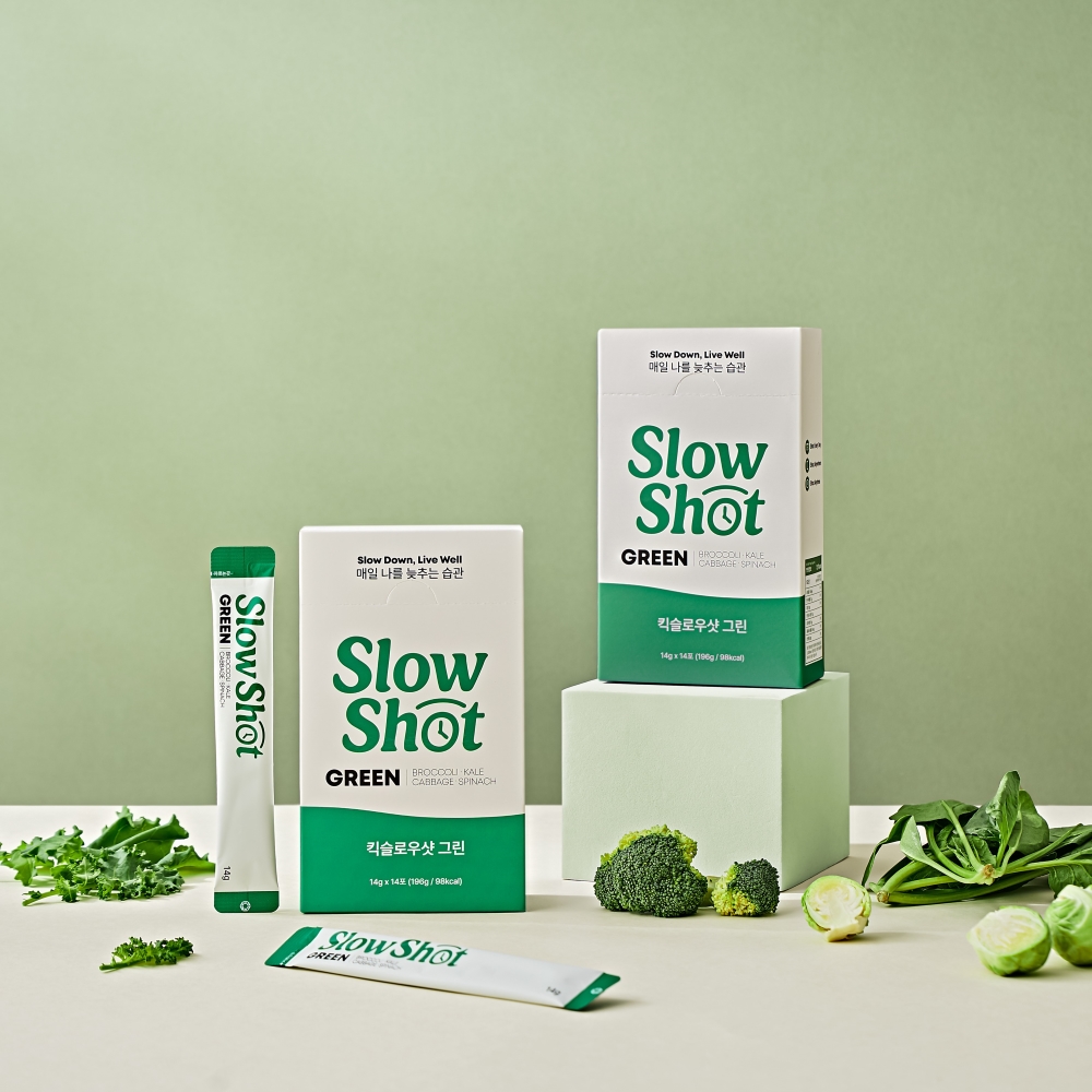 킥슬로우샷 그린 푸른채소 100% 케일 브로콜리 시금치 양배추 스틱 즙 14포, 2개