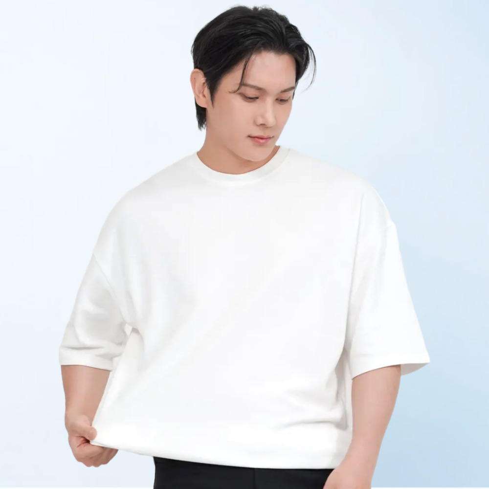 자동넣입 디바라 페이크 드랍 오버핏 반팔 티셔츠 - 상세 이미지 3