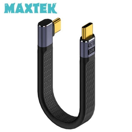 USB 4.0 C타입 플랫 케이블 좌우 꺽임 젠더 Type-C 40Gbps 240W 초고속충전 보조배터리 E-Marker 이마커 칩셋 14cm 썬더볼트4 지원 맥스텍 MT691