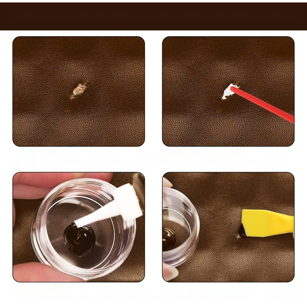 가죽 수리 키트 갈색 소파 의자 가방 자동차 시트 복구 찢어짐 화상 수선 갈색 - 상세 이미지 2