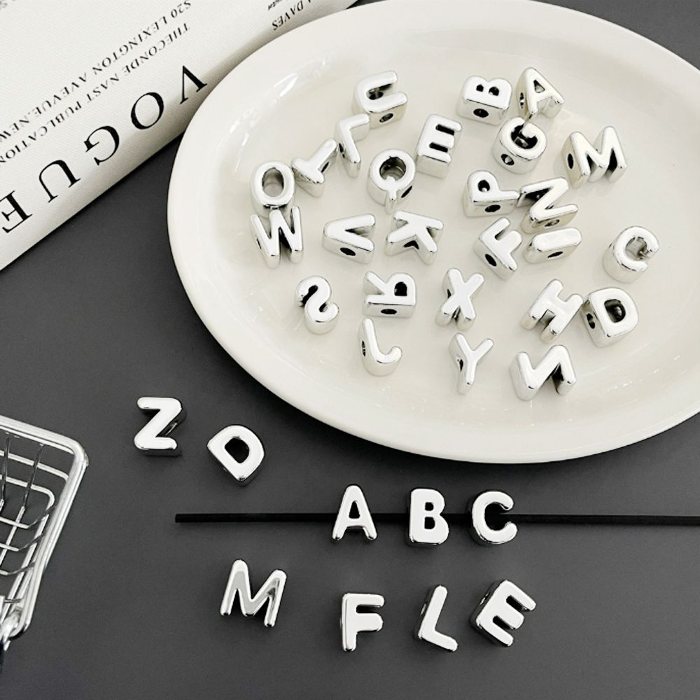 실버 알파벳 비즈 이니셜 키링 부자재 재료 공예 악세사리 팔찌 가꾸 백꾸 백참