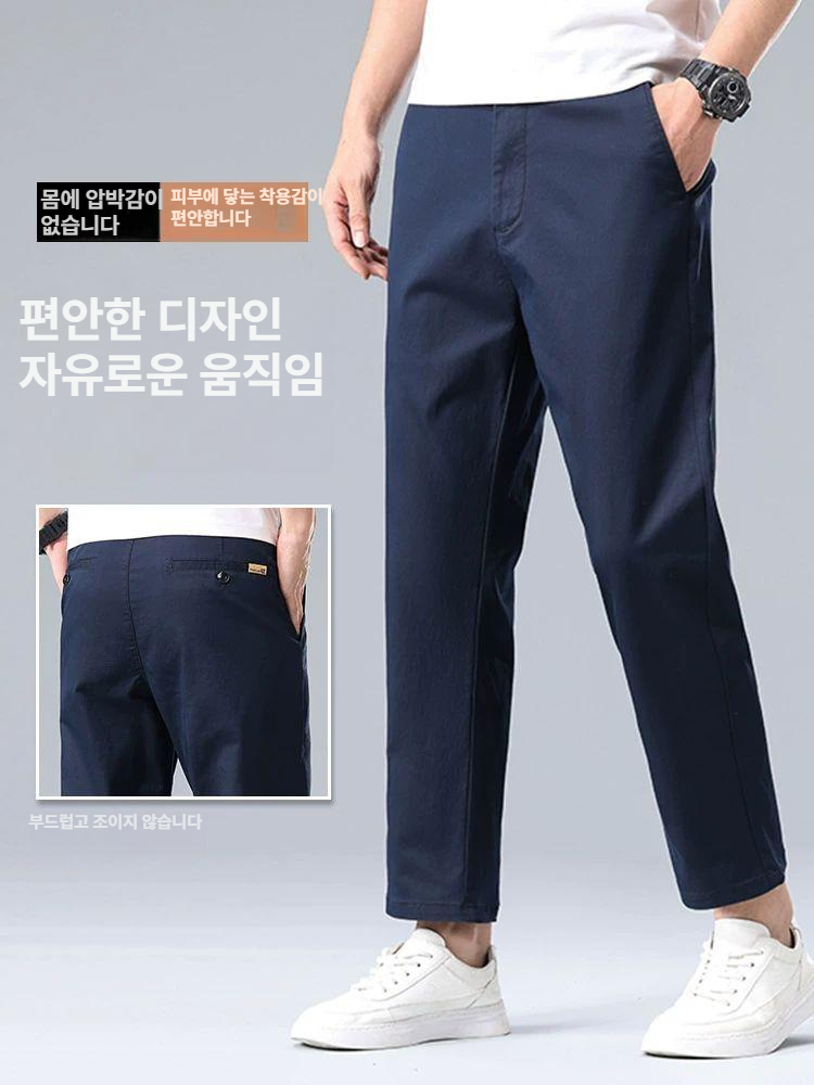 면바지 남성 9부 여름용 슬랙스 편안한 통기성 좋은 정장 와이드 바지 1.네이비 9부 9810 - 상세 이미지 2