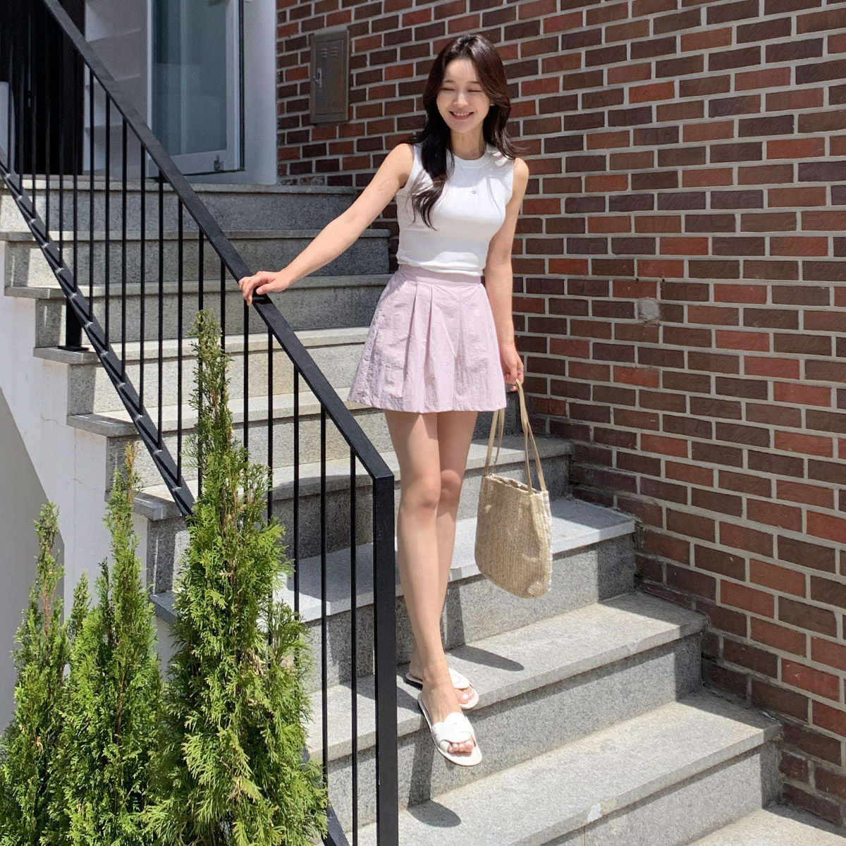 여름 부유방 커버 나시 일자 쫀쫀 여성 이너 나시 티 스판 - 상세 이미지 3