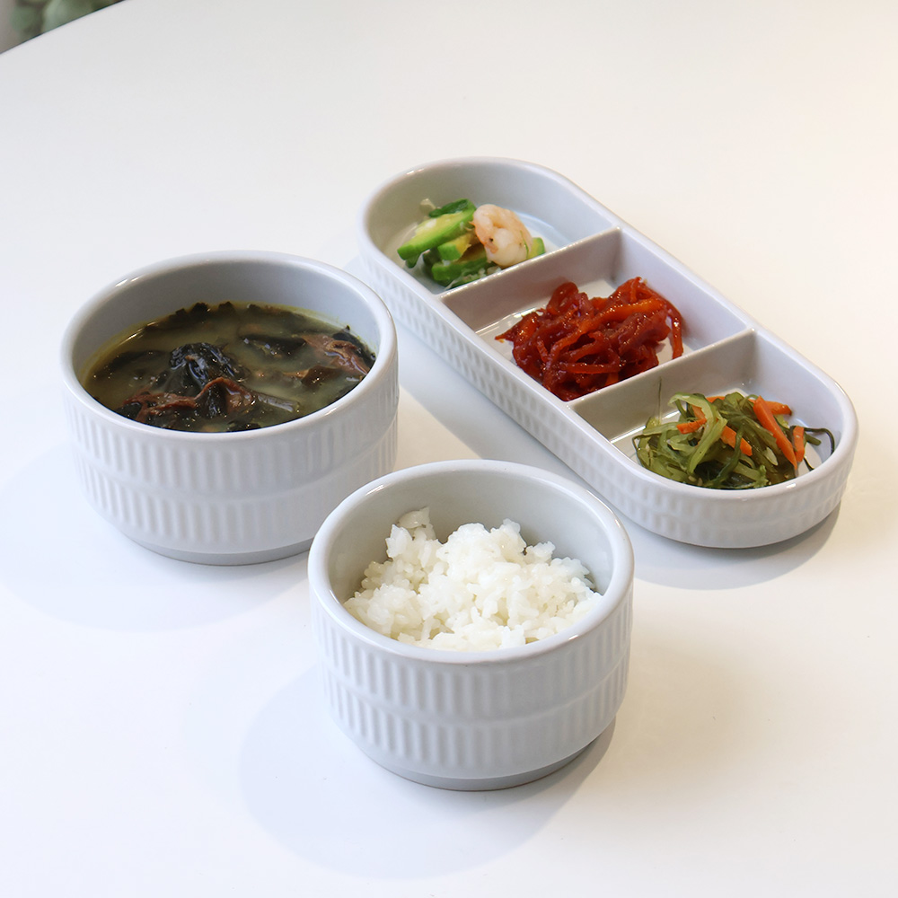 로얄보덴 노블 식기 1인 세트 3P 공기+대접+찬기 3종, 화이트, 1세트 - 메인 이미지