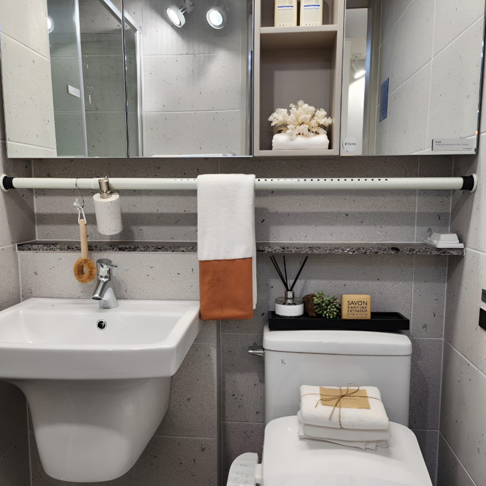 힘센압축봉 110-160cm 화이트 커튼봉 무타공 32MM 두꺼움