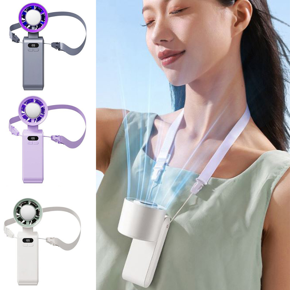 휴대용 미니 선풍기 쿨링패드 LED 급속 냉각 목걸이 핸디형