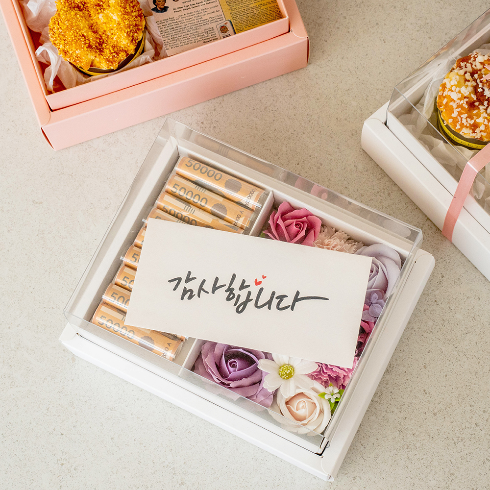 뮤니드 그레이스 쇼케이스 리본 용돈박스 선물상자 플라워 꽃 포장 칸막이 답례품 - 상세 이미지 2