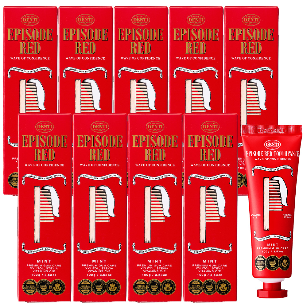 덴티에피소드 레드 천연성분 잇몸치약 100g, 10개 - 상품 이미지