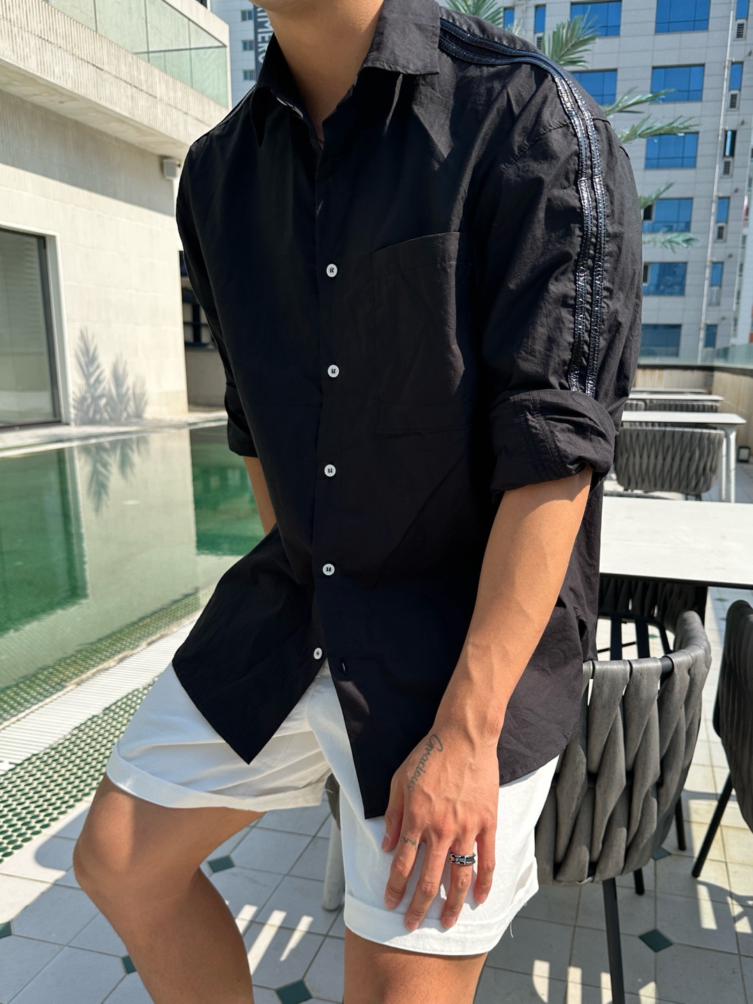 린넨오버핏셔츠 어깨넓어보이는셔츠 남자오버핏남방 - 상세 이미지 3