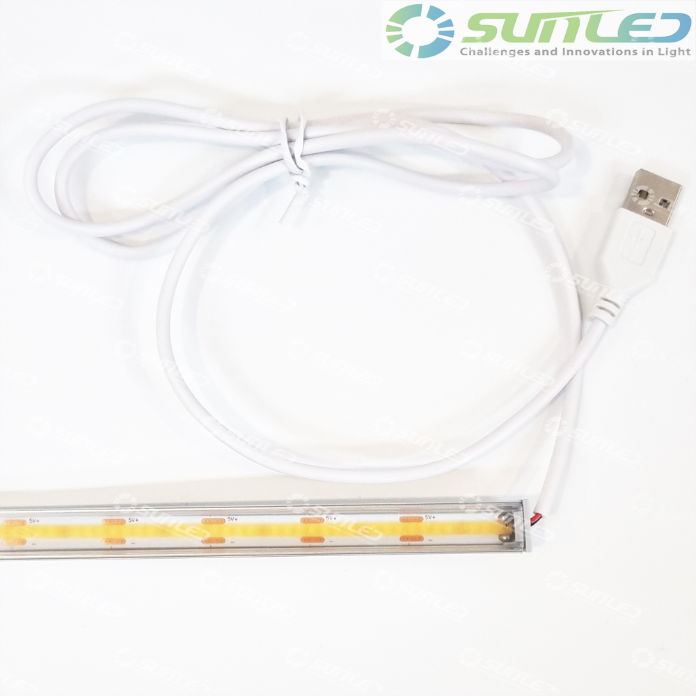 5V COB LED 1m 제작바 1307방열판 USB 줄조명 라인조명 불투명 주백빛