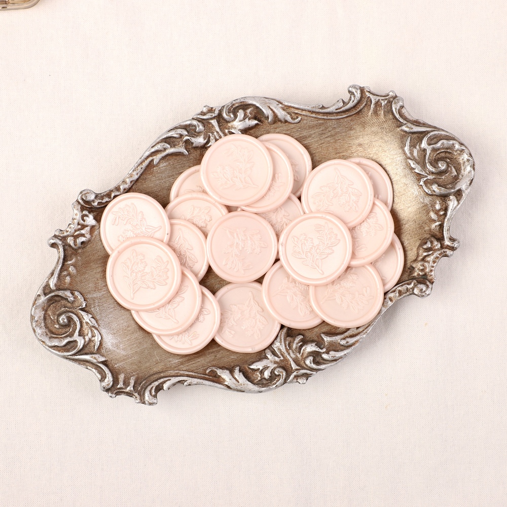 플로럴 실링왁스 스티커 꽃 핑크 원형 웨딩 청첩장 봉투 결혼 답례품 30mm 25p - 상세 이미지 3