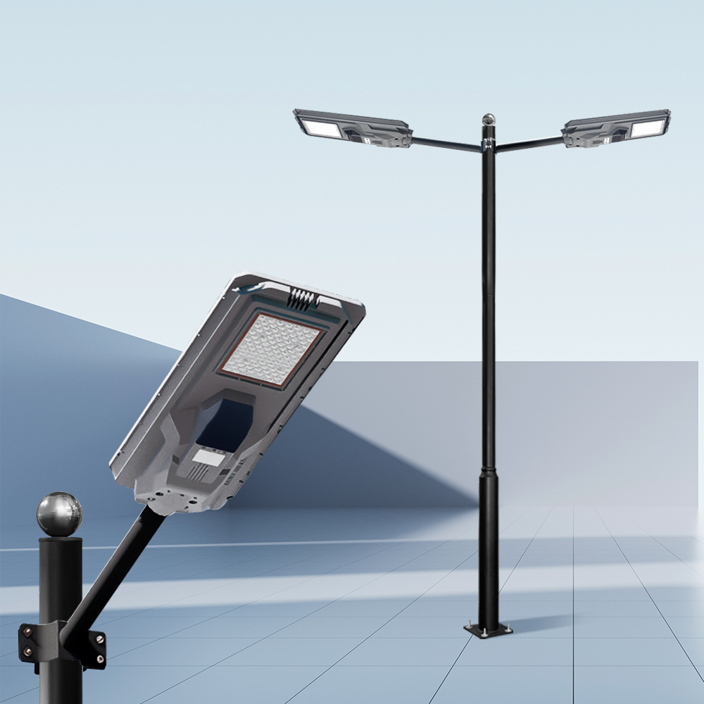 밝은 태양열 센서등 보안등 태양광 열주등 LED 공원 주차장 가로등 폴 800W 2등 3M - 상품 이미지