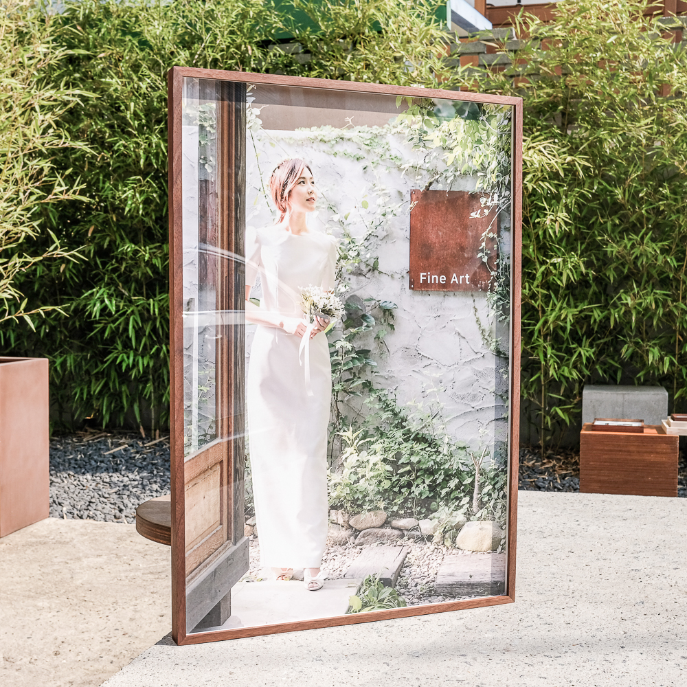 웨딩 원목 액자 수제 관액자 웨딩 가족 액자 사진 인화 포함 월넛 중형 A2