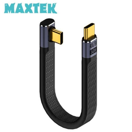 USB 4.0 C타입 플랫 케이블 좌우 직각 꺽임 젠더 Type-C 40Gbps 240W 초고속충전 E-Marker 이마커 칩셋 14cm 썬더볼트4 지원 맥스텍 MT693