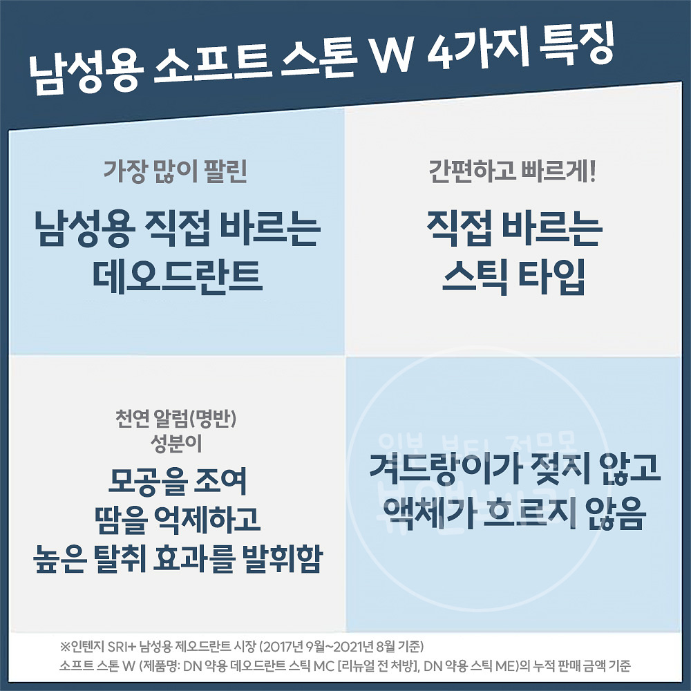 데오나츄레 남성용 소프트 스톤W 데오드란트 스틱 20g - 상세 이미지 3