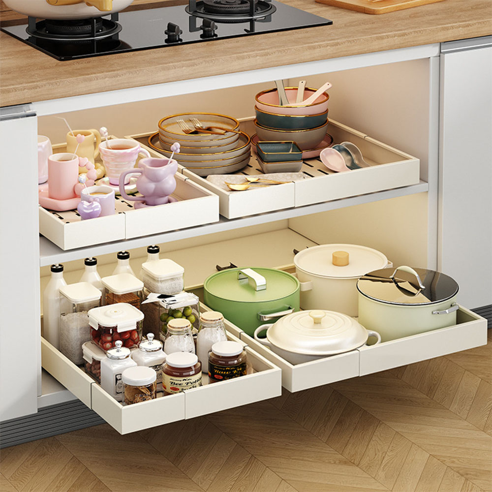 가로세로 모두조절 슬라이딩 주방 하부장 선반 소형 싱크대 양념통 선반