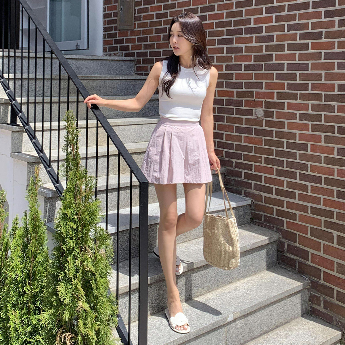 여름 부유방 커버 나시 일자 쫀쫀 여성 이너 나시 티 스판 - 상세 이미지 2