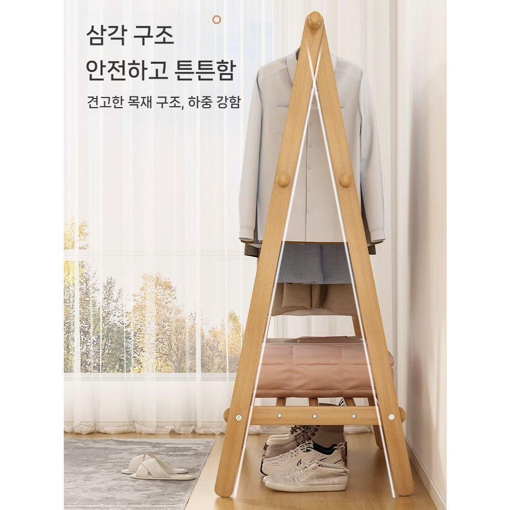 원목 옷걸이 스탠드 인테리어 행거 원룸 드레스룸 모던 사무실 엔틱 코트랙 - 상세 이미지 4