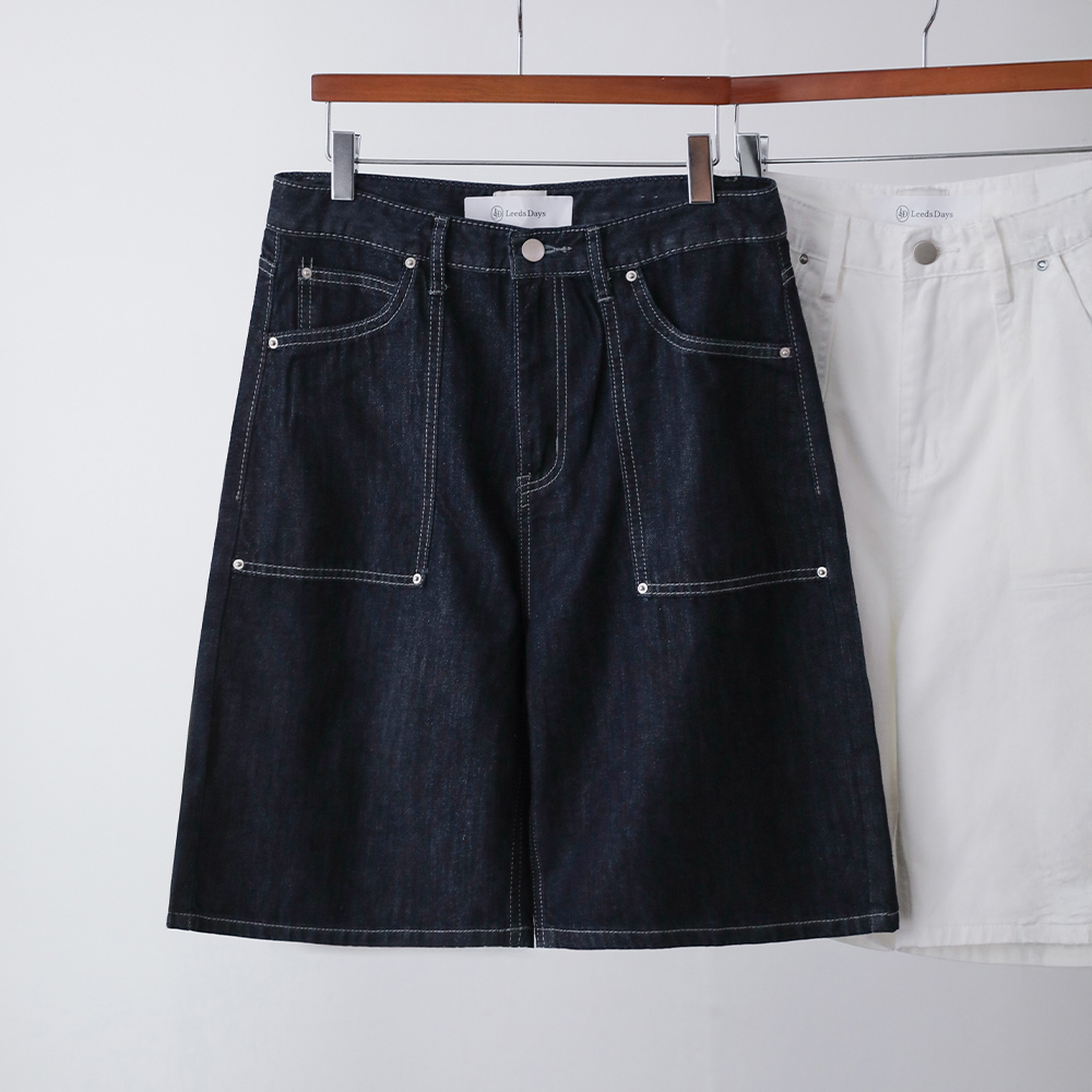 아비드 버뮤다 5부 빅포켓 리벳 썸머 생지 코튼 5부 팬츠 - 상품 이미지