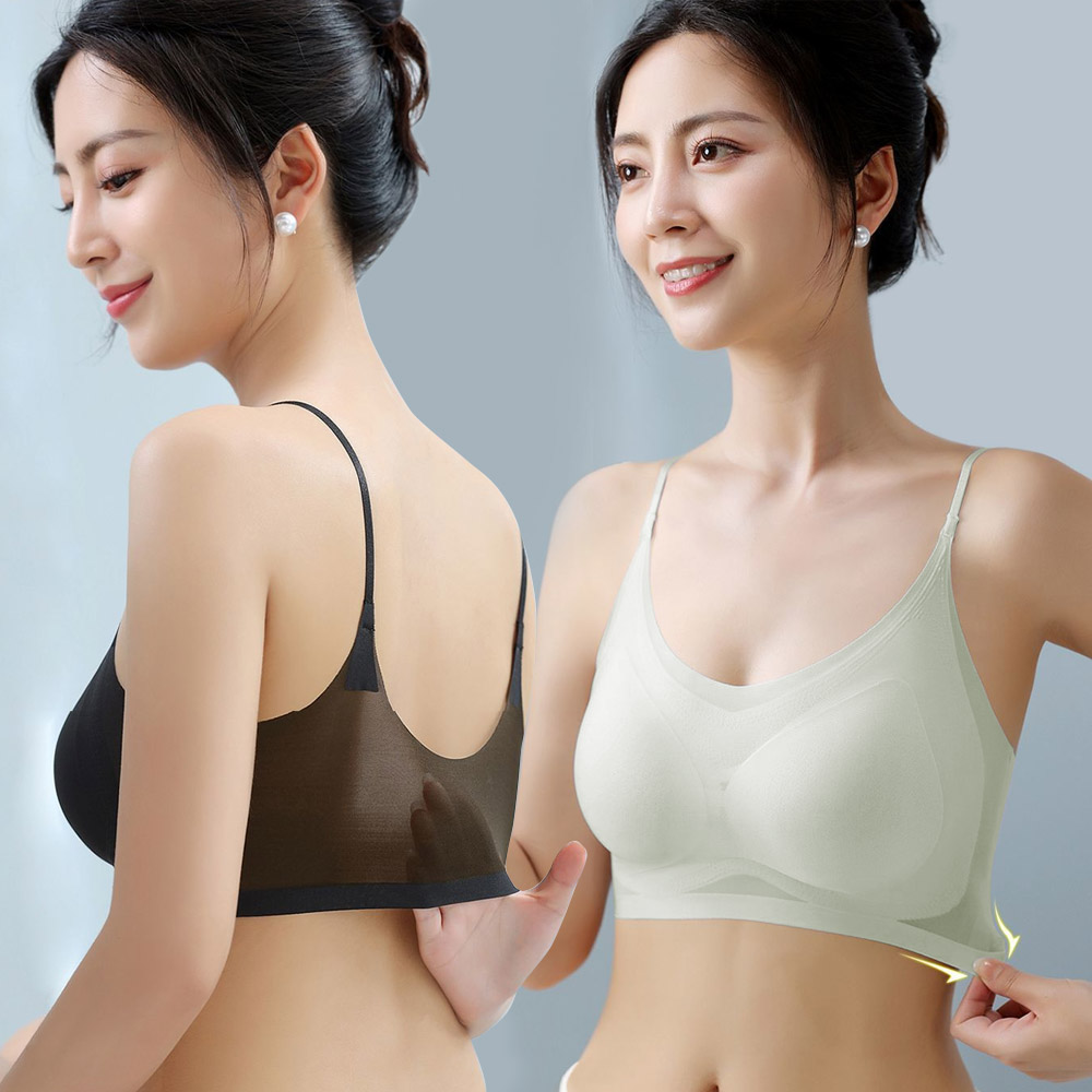 여성 심리스 브라 런닝형 가벼운 통풍 메쉬 심리스 캡탈부착 브라 시스루 여름속옷 - 상세 이미지 2