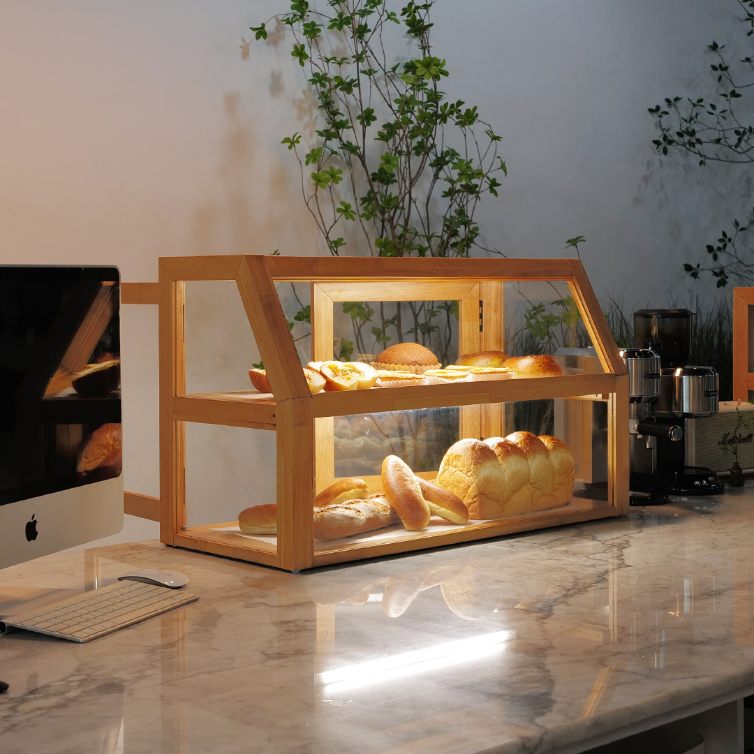 자야캠핑 오울루 베이커리 디저트 카페 1320 원목 수납장 쇼케이스 진열대 800