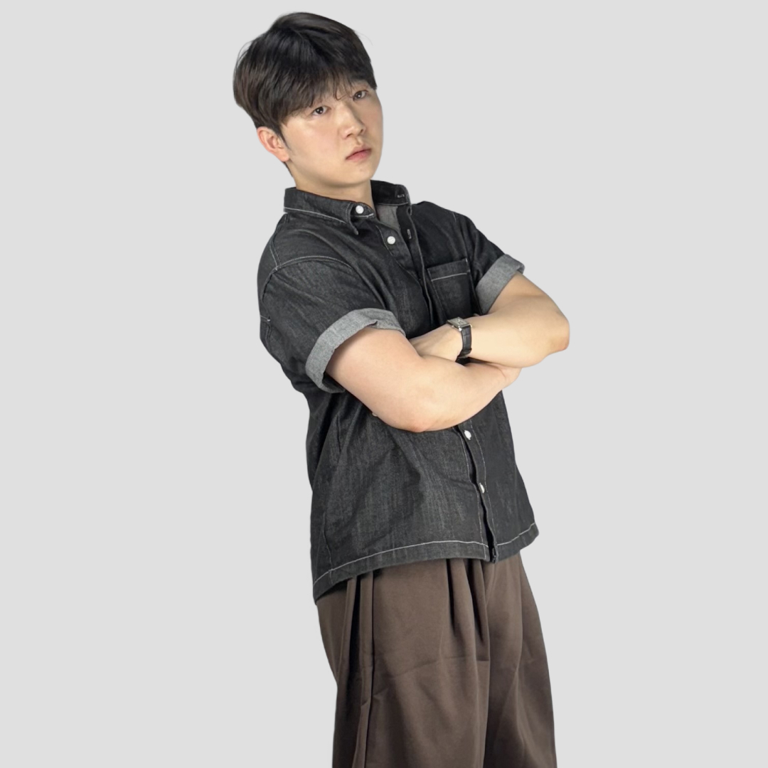 남자청남방 오버핏반팔셔츠 남자데님셔츠 - 상세 이미지 2