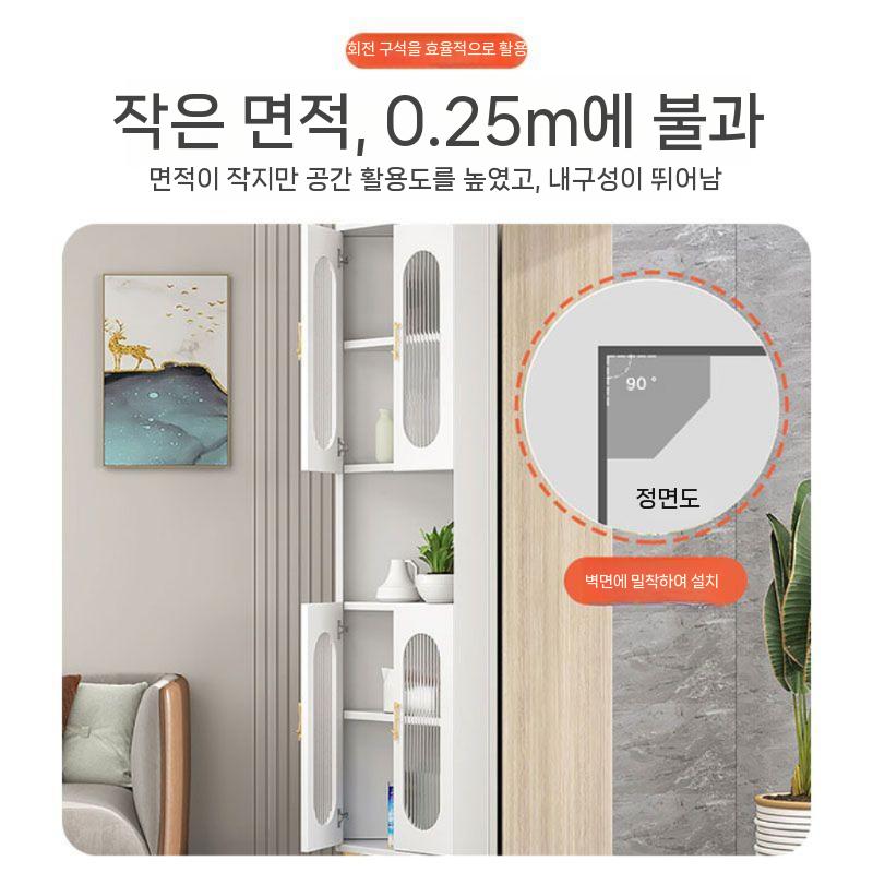 수납장 코너 모서리 조립식 침실 럭셔리 거실 삼각장 캐비닛 선반 - 상세 이미지 5