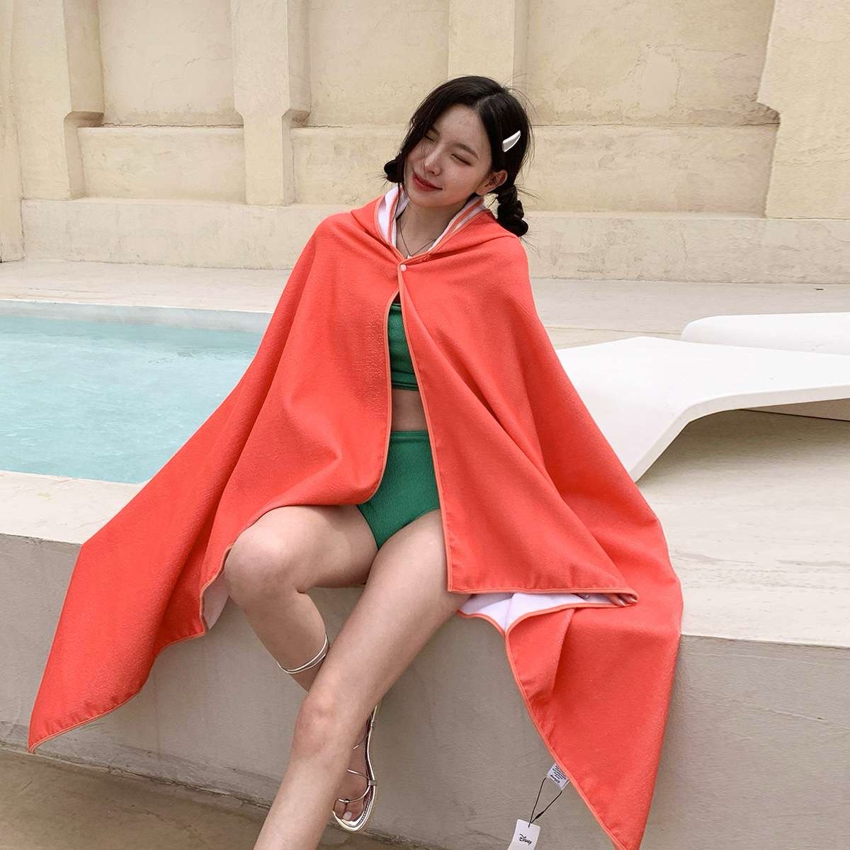 피트니 미키소프트샤워가운 후드 허리끈 부드러운 폴리 목욕 홈웨어 이미지 8