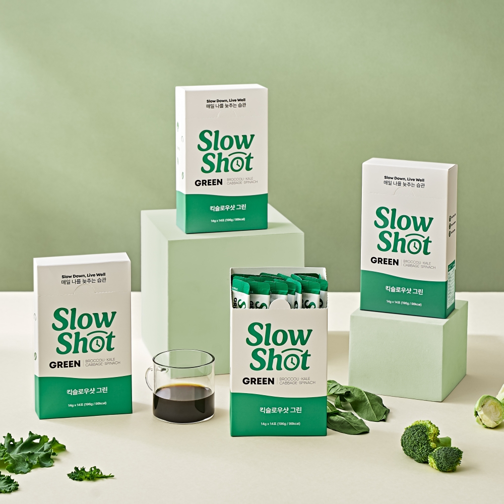 킥슬로우샷 그린 푸른채소 100% 케일 브로콜리 시금치 양배추 스틱 즙 14포, 4개