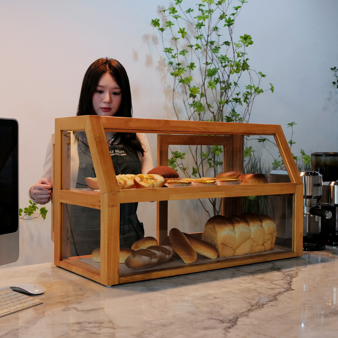 자야캠핑 오울루 베이커리 디저트 카페 1320 원목 수납장 쇼케이스 진열대 800