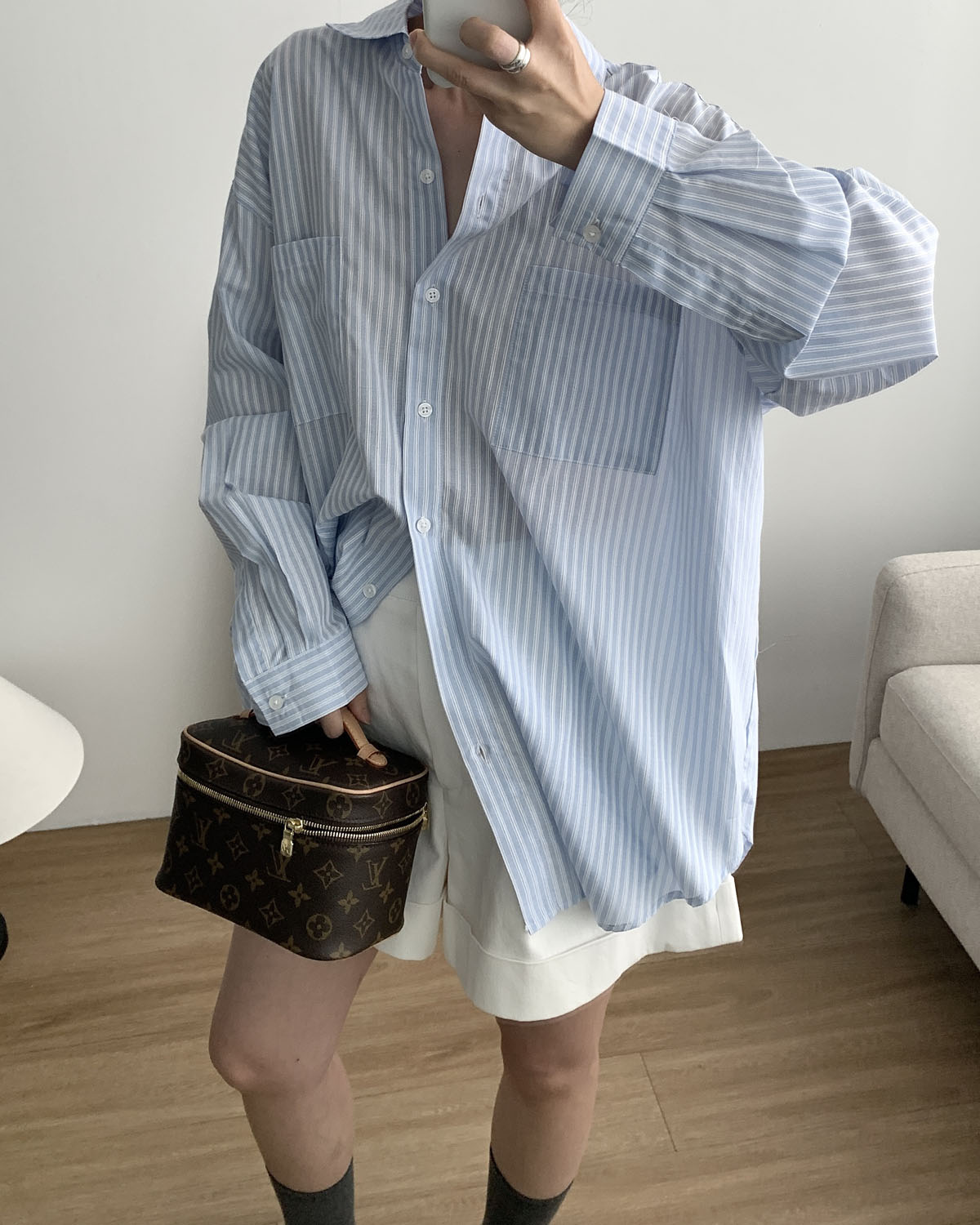 아웃핏 마호 셔츠 썸머 살안타템 스트라이프 루즈핏셔츠 (2c) 이미지 2