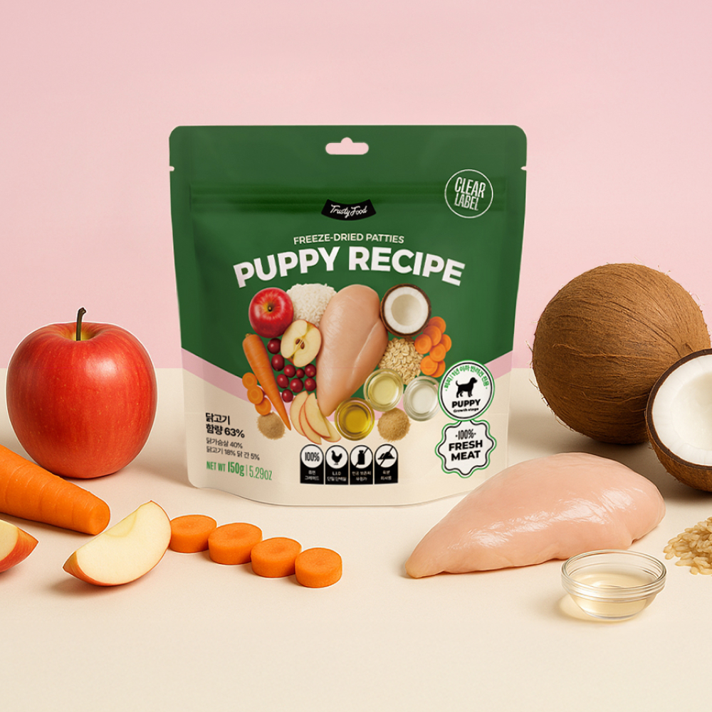 [강아지의날] 트러스티푸드 동결건조 사료 치킨 패티 퍼피 33장 LID 저지방 식단 생식 화식 음수량 제품 이미지