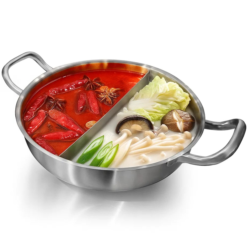 키친아트 IH인덕션 반반냄비 스텐430 훠궈 샤브샤브 나눔 이중 칸막이 분리구조 - 상세 이미지 2