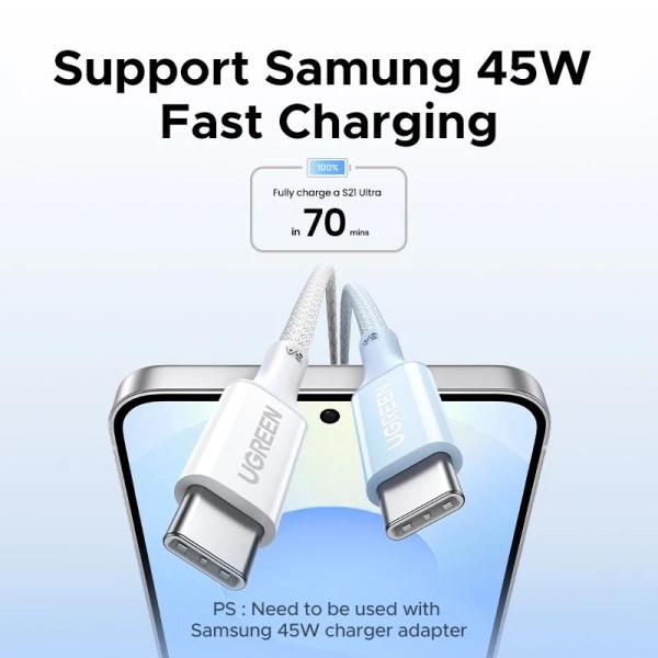 UGREEN PD100W 고속 충전 케이블 MacBook Pro iPad iPhone용 나일론 편조 : 에스씨바이오