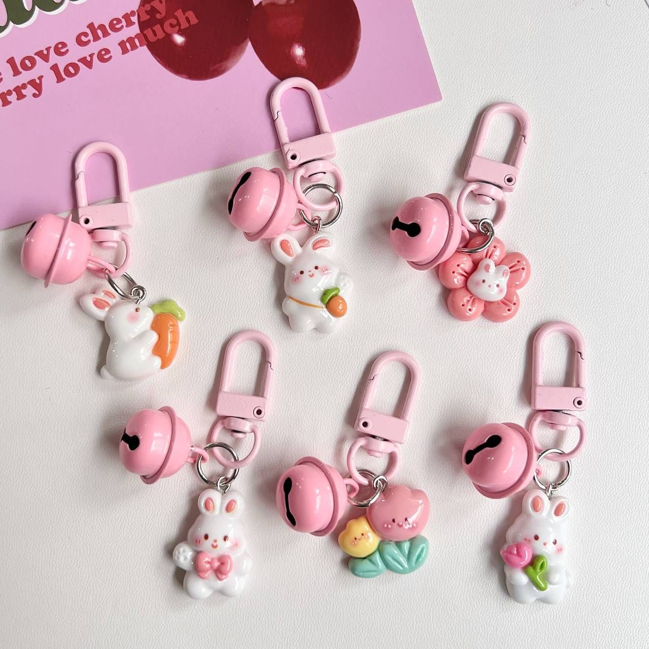 귀여운 미니 토끼 별 당근 키링 키홀더 열쇠고리 가방 파우치 악세사리 에어팟 데코 - 상품 이미지