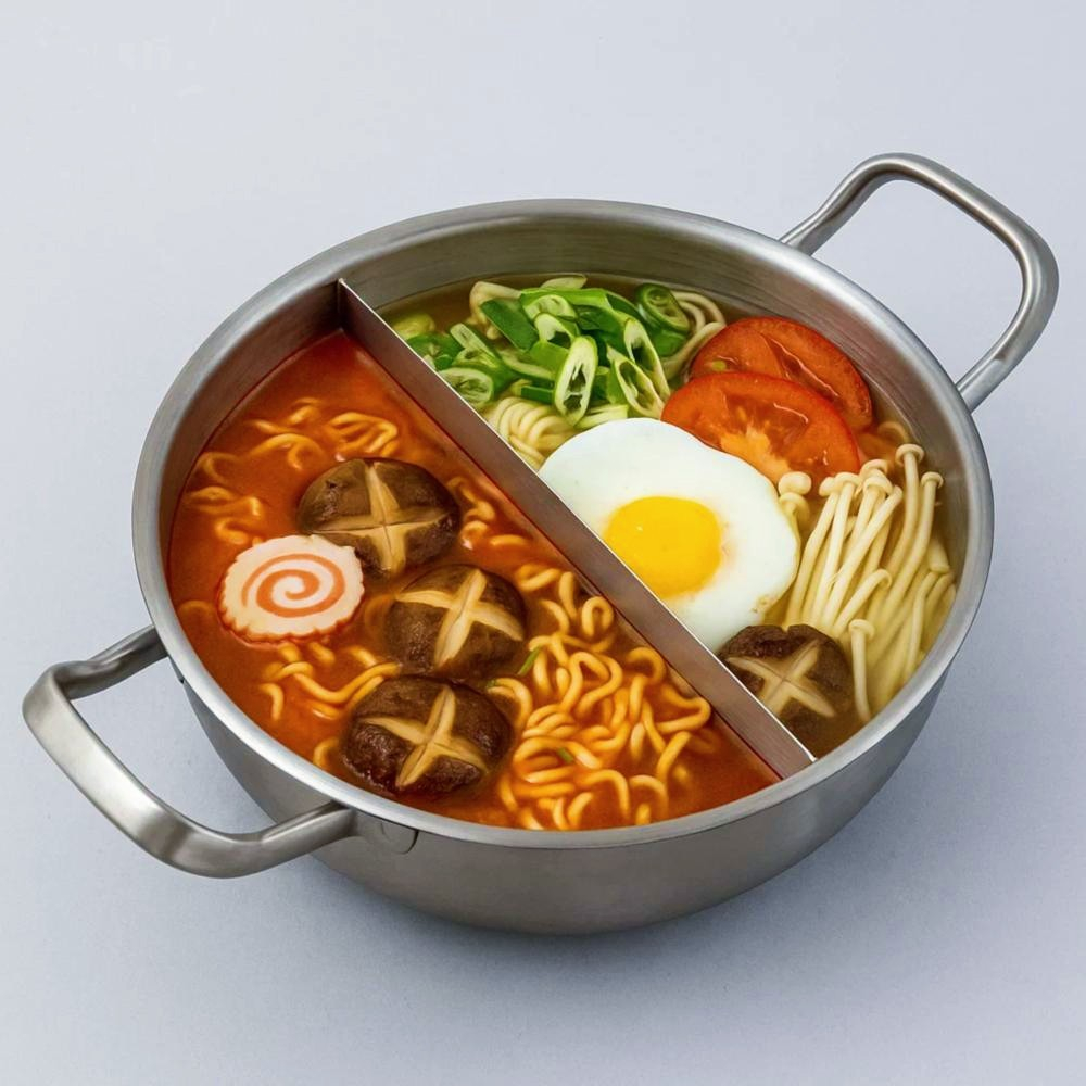 키친아트 IH인덕션 반반냄비 스텐430 훠궈 샤브샤브 나눔 이중 칸막이 분리구조