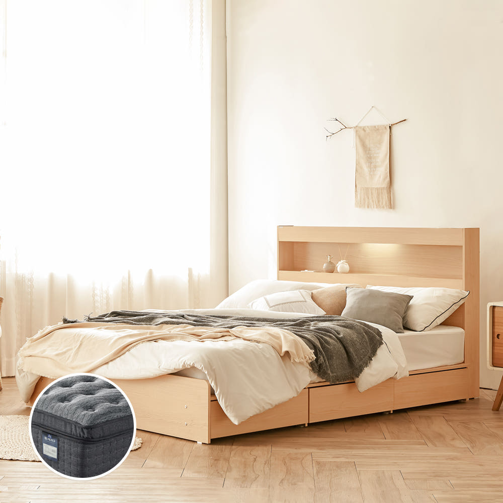 동서가구 이즈카이 LED 조명 수납 퀸 침대 Q 사티13매트리스 DF923647